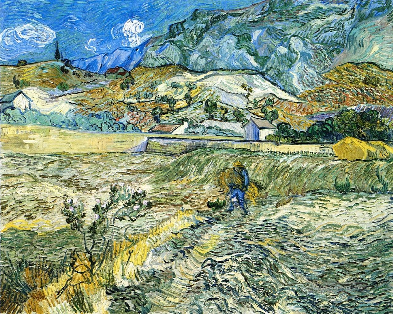 Acker mit Bauer Vincent van Gogh Szenerie Ölgemälde